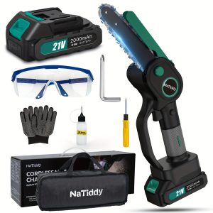 Mini Chainsaw Cordless, 6-Inch Electric Chainsaw, Battery-Powered 21V, Small Chain Saw, Portable Lightweight Handheld Chainsaw For Tree Trimming And Wood Cutting (1 Battery & 1 Chain)