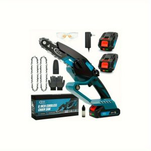 BTF 6INCH Mini Chainsaw (2PCS Batteries &2 Chains), Portable Electric Chainsaw Cordless, Battery Powered, Small Powered Handheld Chain Saw Pruning Shears for Tree Branches, Camping and Gardening