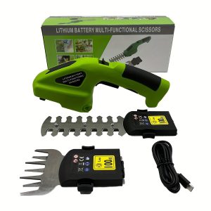 1-pack 2-in-1 7.2V Electric Hedge Trimmer with Pruners: Rechargeable Lithium-Ion Battery and Charger for Easy Lawn and Shrub Trimming