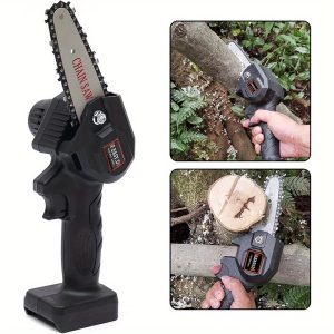 Mini Chainsaw 4-Inch Power Chain Saws Handheld Power Saw - with Security Lock for Tree Trimming and Wood Cutting Portable Gardening pruning tools