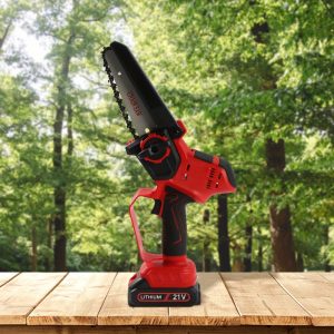 Cordless Electric Cordless Chainsaw Handheld Chain Saw with 2Pcs 21V 1500MAH 6 Inch Mini Chainsaw Rechargeable Battery for Tree Branches Courtyard Portable Home Gardening tools
