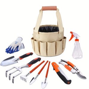 Garden Tool Set, 12 Piece Aluminum Hand Tool Kit, Garden Canvas Apron With Storage Pocket, Outdoor Tool, Heavy Duty Gardening Work Set With Ergonomic Handle, Gardening Tools For Women Men