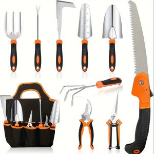 10 pieces 10-Piece Heavy Duty Garden Tool Set with Tote Bag, Rust-Proof Gardening Tools for Women and Men