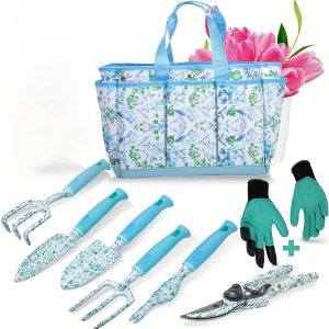 Garden Tool Set - 13 Heavy Duty Aluminum Garden Tool Set Flower Print Garden Tool Set With Non-slip Rubber Handle And Durable Storage Bag Garden Supplies Gift (for Men And Women)
