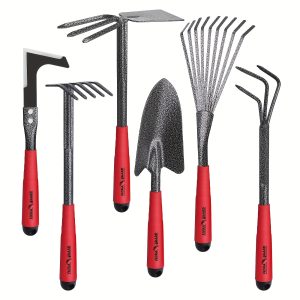 FLORA GUARD Garden Tools Set, 6 Pieces Heavy Duty, Large Size Gardening Hand Tools, Sturdy & Durable, Classic Utility Tools For Planting And Maintaining Gardens, Vegetable And Medicinal Gardens