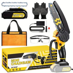 Handheld Small Cordless Chainsaw 6 Inches, Switch Safety Lock Cordless Power Chainsaw, Used For Cutting Wood, Trimming Yard Branches, Mini Cordless Chainsaw, Best Christmas Gift For Family And Friends