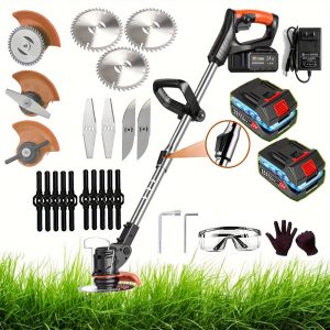 Electric Weed Wacker Battery Powered Weed Wacker Grass Trimmer 24V Electric Weed Wacker Cordless Lightweight Battery Weed Trimmer With 2 Batteries, Used For Lawn Garden Yard Trimming