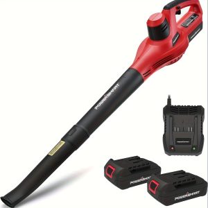 PowerSmart 20V Leaf Blower Cordless With 2pcs 2.0Ah Battery And Charger, Lightweight Battery Powered Leaf Blower For Lawn Care, Patio, Yard, Gutter PS76101A-2B