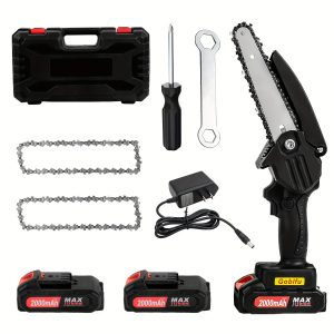 1 Set Of 6 Inch Cordless Mini Chainsaw With Accessories, Small Electric Chainsaw Battery Powered Rechargeable Chainsaw, Handheld Chainsaw With Safety Lock For Tree Pruning In Yard, Home And Garden