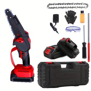 6 Inch Compact Cordless Mini Chainsaw - Rechargeable 21V MAX Lithium Battery Powered, Lightweight Handheld Electric Saw For Tree Wood Cutting, Garden Yard Time Saving Tool With Battery And Charger Included, US Plug