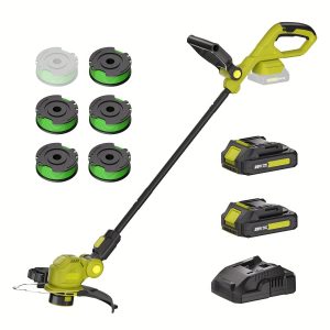 6 pcs Cordless 12-Inch Weed Wacker with Auto Line Feed, 20V 2Ah Battery Powered Lawn Edger, 6 Spool Lines, Fast Charger Included
